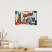Nashville Tennessee Silhouette Pop Art Print (Keuken)