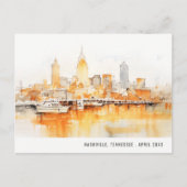 Nashville Tennessee Silhouette Watercolor Reis Briefkaart (Voorkant)