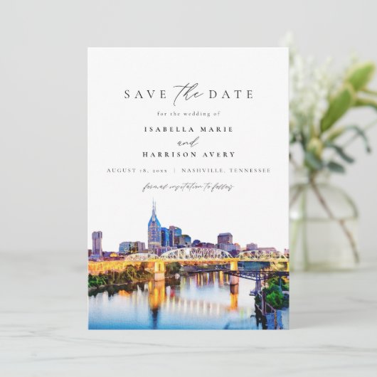NASHVILLE Tennessee Skyline Bewaar de datum Kaart (Staand voorkant)