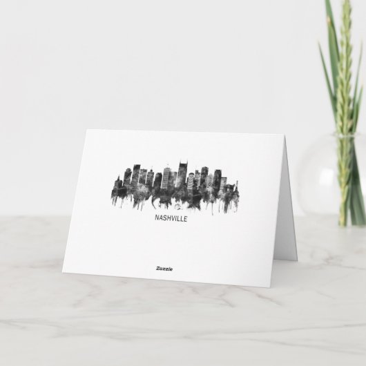 Nashville Tennessee Skyline BW Feestdagen Kaart (Achterkant)