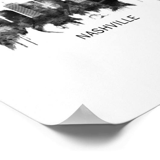 Nashville Tennessee Skyline BW Poster (Hoek)