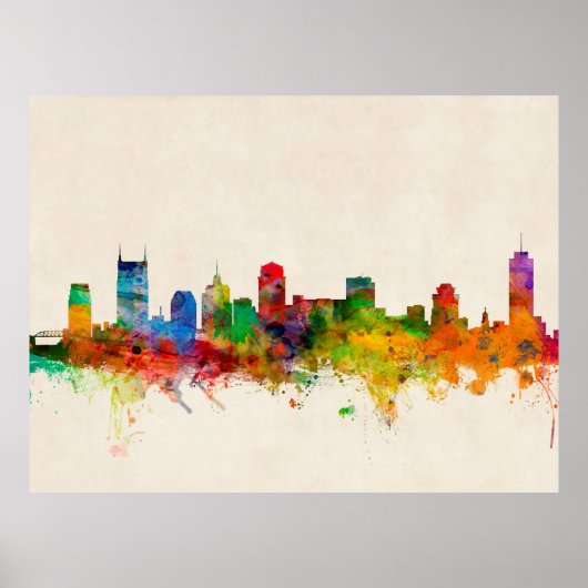Nashville Tennessee Skyline Cityscape Poster (Voorkant)