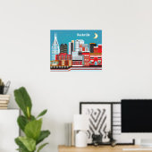 Nashville, Tennessee - Skyline Illustratie Poster (Thuiskantoor)