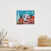 Nashville, Tennessee - Skyline Illustratie Poster (Keuken)