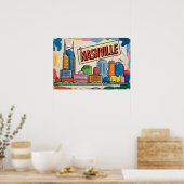 Nashville Tennessee Skyline Pop Art Print (Keuken)