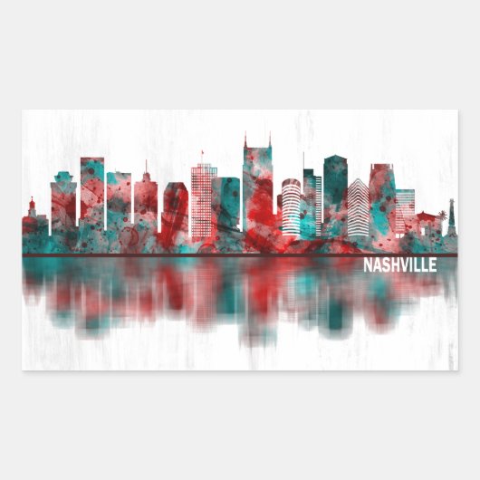 Nashville Tennessee Skyline Rechthoekige Sticker (Voorkant)