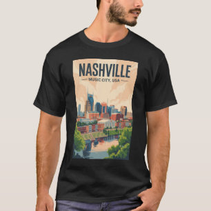 Nashville Tennessee Skyline Reis Kunst Vintage T-shirt