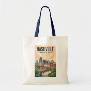 Nashville Tennessee Skyline Reis Kunst Vintage Tote Bag