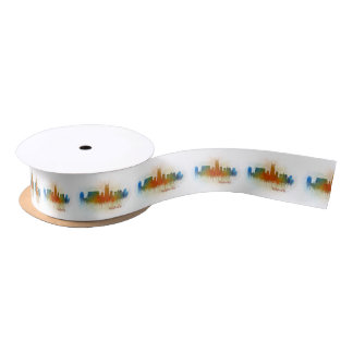 Nashville Tennessee Skyline watercolor art v3 Satijnen Lint