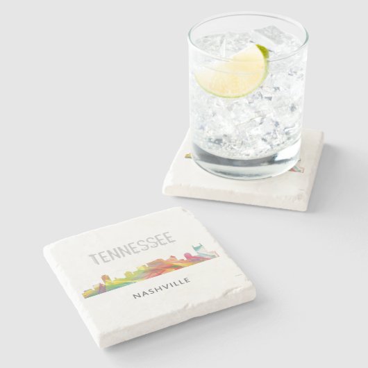 NASHVILLE, TENNESSEE SKYLINE WB1 - STENEN ONDERZETTER (Zijkant)