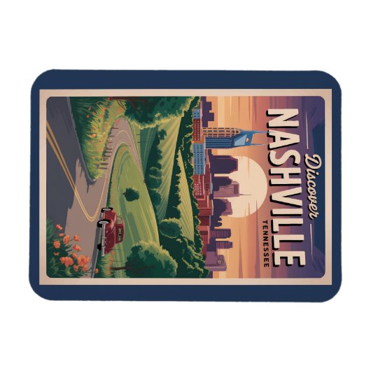 Nashville Tennessee Southern Road Travel Art Magneet (Horizontaal)