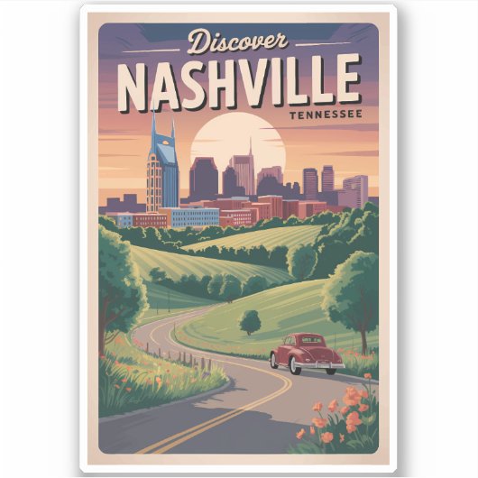 Nashville Tennessee Southern Road Travel Art Sticker (Voorkant)