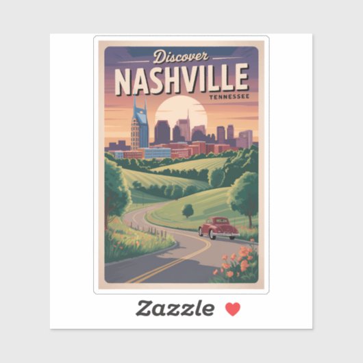 Nashville Tennessee Southern Road Travel Art Sticker (Vel)