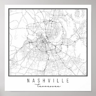 Nashville Tennessee Street Map Poster
