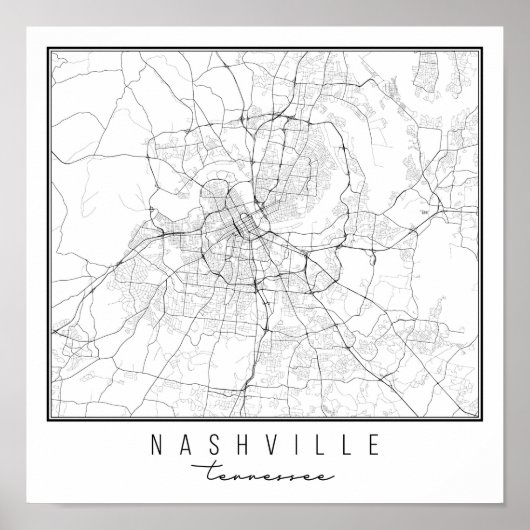 Nashville Tennessee Street Map Poster (Voorkant)