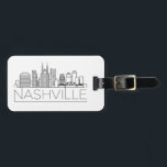 Nashville, Tennessee Stylized Skyline Bagagelabel<br><div class="desc">Een uniek bagagelabel dat de prachtige stad Nashville in Tennessee vertegenwoordigt. Dit label bevat een gestileerde illustratie van de unieke skyline van de stad met de naam eronder.</div>