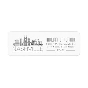 Nashville Tennessee Stylized Skyline Etiket