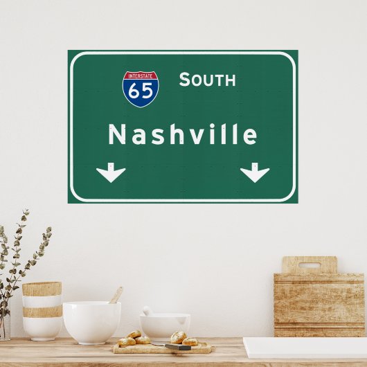Nashville Tennessee Tn Interstate Highway Freeway Poster (Keuken)