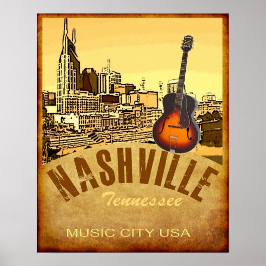 Nashville Tennessee Travel Poster (Voorkant)