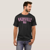 Nashville Tennessee US Flag Tet Pink Print T-shirt (Voorkant volledig)