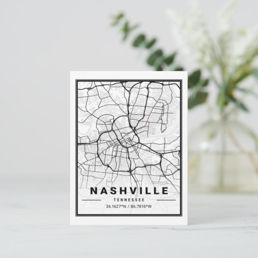 Nashville Tennessee USA Travel City Map Briefkaart (Staand voorkant)