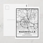Nashville Tennessee USA Travel City Map Briefkaart (Voorkant / Achterkant)