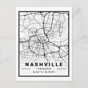 Nashville Tennessee USA Travel City Map Briefkaart