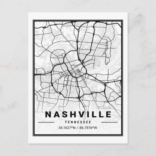 Nashville Tennessee USA Travel City Map Briefkaart (Voorkant)