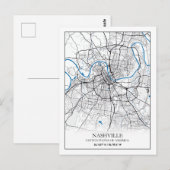 Nashville Tennessee USA Travel City Map Briefkaart (Voorkant / Achterkant)