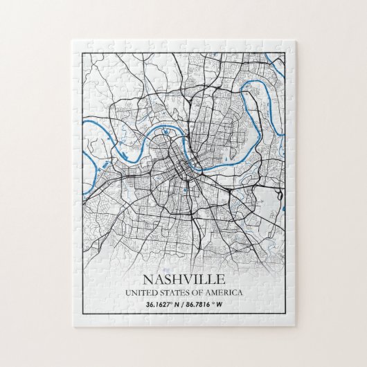 Nashville Tennessee USA Travel City Map Legpuzzel (Verticaal)