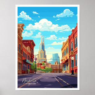 Nashville Tennessee vintage reisillustratie Poster