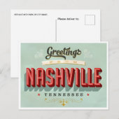 Nashville Tennessee Vintage Reizen stad retro Briefkaart (Voorkant / Achterkant)