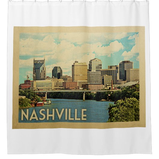 Nashville Tennessee Vintage Travel Douchegordijn (Voorkant)