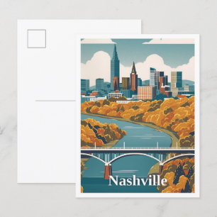 Nashville Tennessee Vintage Travel Illustratie Briefkaart
