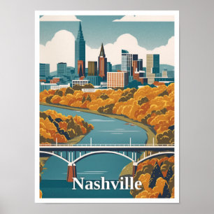 Nashville Tennessee Vintage Travel Illustratie Poster