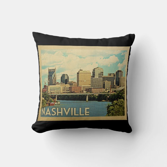 Nashville Tennessee Vintage Travel Kussen (Voorkant)