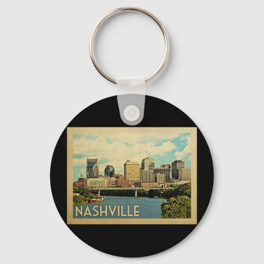 Nashville Tennessee Vintage Travel Sleutelhanger (Voorkant)