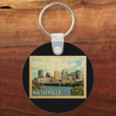 Nashville Tennessee Vintage Travel Sleutelhanger (Voorkant)