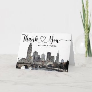 Nashville Tennessee Watercolor Skyline Wedding Bedankkaart
