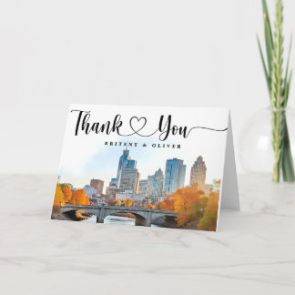 Nashville Tennessee Watercolor Skyline Wedding Bedankkaart