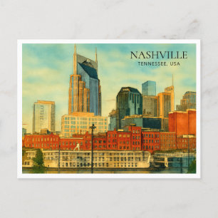 Nashville Tennessee Waterverf Skyline Feestdagenkaart