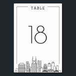 Nashville, Tennessee Wedding | Tabelnummer Kaart<br><div class="desc">Een elegante maar minimale trouwtafel nummerkaart voor een huwelijk dat plaatsvindt in de prachtige stad Nashville,  Tennessee. Het bevat een vereenvoudigd tabelnummer dat boven een gestileerde versie van de unieke skyline van de populaire stad rust.</div>