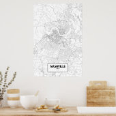 Nashville, Tennessee (zwart op wit) Poster (Keuken)