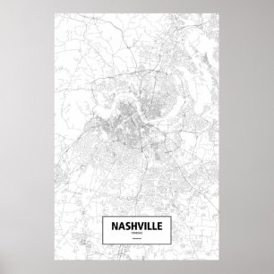 Nashville, Tennessee (zwart op wit) Poster
