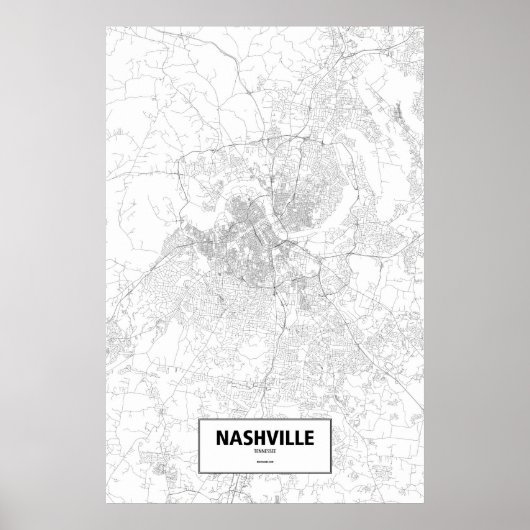 Nashville, Tennessee (zwart op wit) Poster (Voorkant)