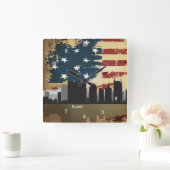 Nashville, TN American Cities CityScape Clock Vierkante Klok (Huis)