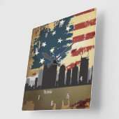 Nashville, TN American Cities CityScape Clock Vierkante Klok (Hoek)