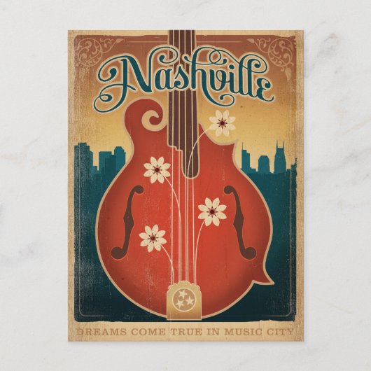 Nashville, TN - Flower Mandolin Briefkaart (Voorkant)