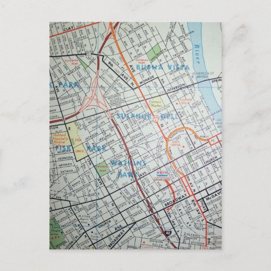 NASHVILLE, TN  Kaart Briefkaart (Voorkant)