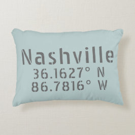 Nashville TN Latitude Longitude Accent Kussen